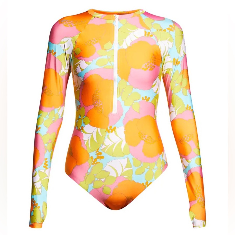 NWT Trina Turk Long-Sleeve One-Piece Paddle Suit